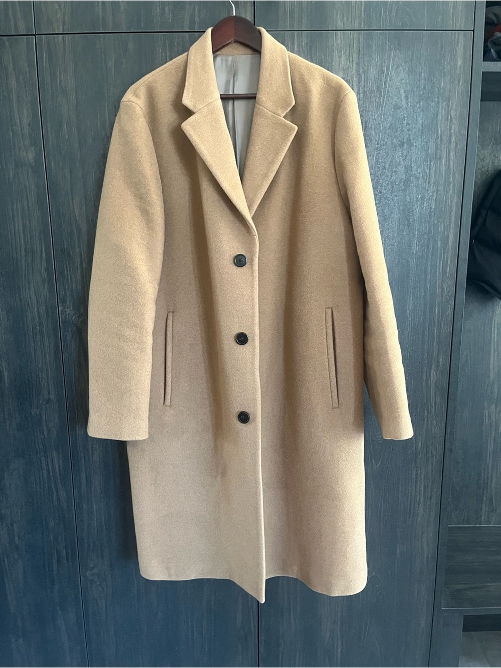 Theory Camel Single-Breasted Wool-Blend Trench Coat